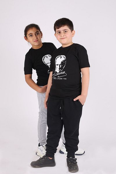 Çiggo Kids Προσαρμοσμένη μπλούζα από βαμβακερό τύπωμα 5-13 ετών (UNISEX) με υπογραφή Atatürk