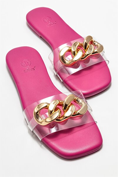 Elle Shoes Φούξια γυναικείες φλατ παντόφλες