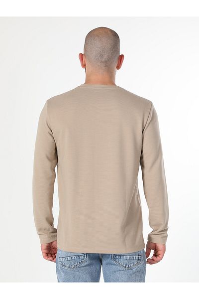 Colin's Ανδρικό μακρυμάνικο μπλουζάκι Regular Fit Crew Neck Regular Cut Beige