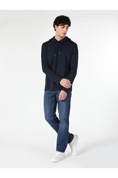 Colin's Regular Fit Hooded Navy Blue Men's Long Sleeve T-Shirt