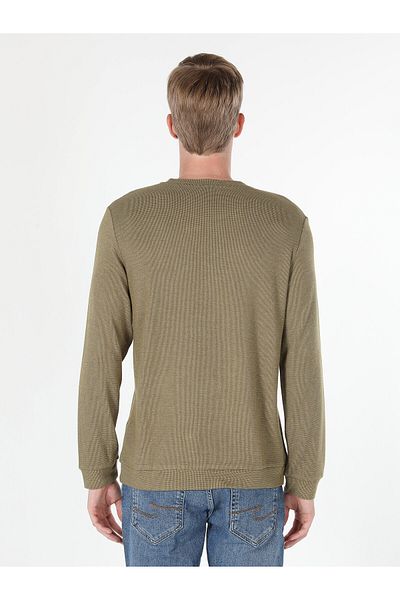 Colin's Regular Fit Crew Neck Green Men's Long Sleeve T-Shirt