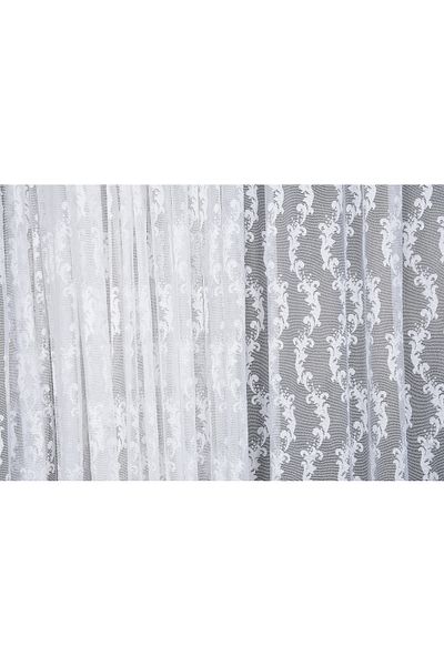 AKÇA TEKSTİL KDK 1045 PATTERN BROKEN WHITE COLOR SINGLE WING Ready Planted Pleated Background Curtain 300*260 Cm