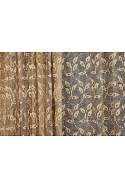AKÇA TEKSTİL KDK 1055 PATTERN GOLD COLOR SINGLE WING Ready planted Pleated Background Curtain 300*260 cm