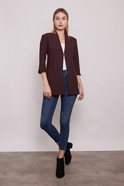 Jument Hakim Yaka Flato με τσέπες με λαβή άνοιγμα Μακρύ υφασμάτινο μπλέιζερ-μ...