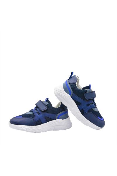 kids A more Apollon Leather and Air Mesh Detailed Ultra Light Boy's Sports Shoes Navy Blue
