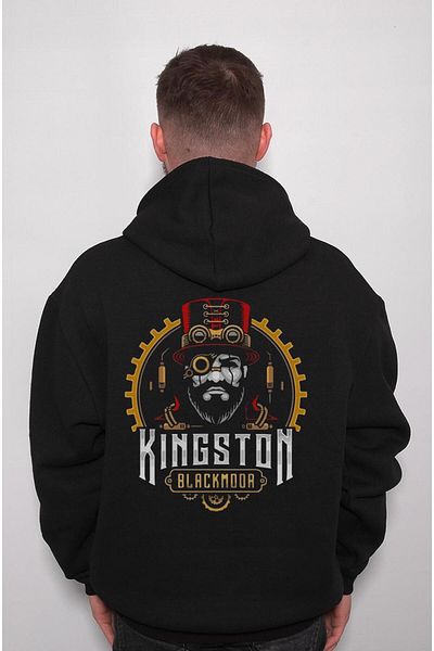 baskwear Φούτερ με κουκούλα Kingston Black Unisex - Σχέδιο με βρόχο μηχανής μόδας