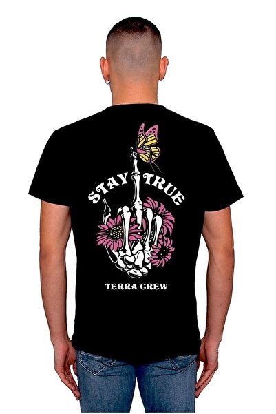 BIGROON Unisex majica kratkih rukava Stay True Terra Crew Skull Skeleton