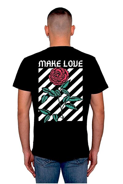 BIGROON Unisex retro majica - Make Love Rose Rose Guns T-shirt