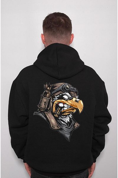 baskwear Φούτερ με κουκούλα Unisex - Φούτερ με κράνος Eagle Angry Eagle Bullet