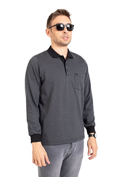 Mutlu City Ανδρικό εποχιακό φούτερ με μακρυμάνικη τσέπη με λαιμόκοψη και άνω 1219-καπνιστό