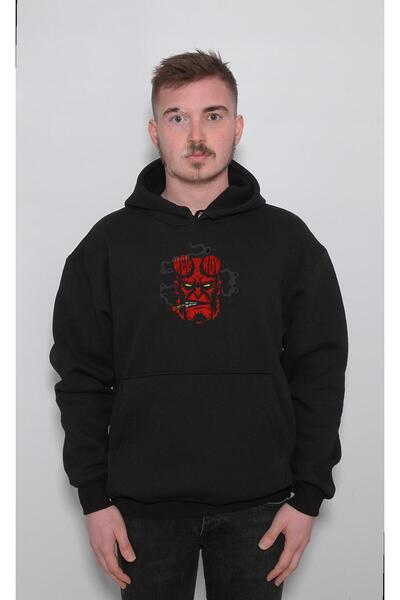 BIGROON Hell Boy Hell Devil Smoke Unisex Hooded Sweatshirt