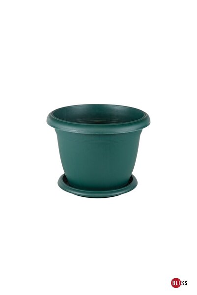 Bliss Yeşil Dekoratif Tabaklı Küçük Boy Villa Saksı 3,7 Lt