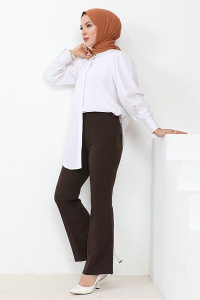 Bestenur Παντελόνι Piyale Spanish Leg 653 - Bitter Brown