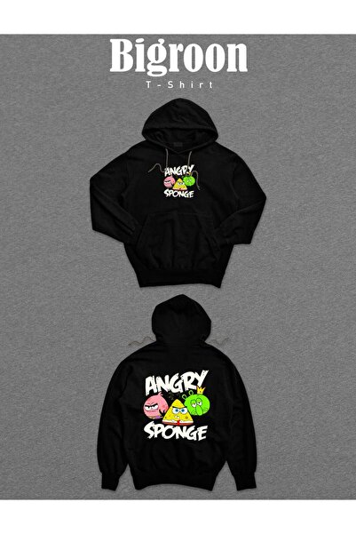 BIGROON Unisex majica sa kapuljačom Angry Sponge SpongeBob Gamer Sa kapuljačom
