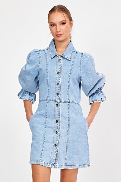 ALEXANDERGARDI SPECIAL COLLECTION, SLEEVE DETAILED DENIM DRESS (5012)