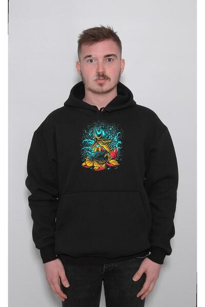baskwear Unisex Sa kapuljačom dukserica - Fish Fish retro koi majica