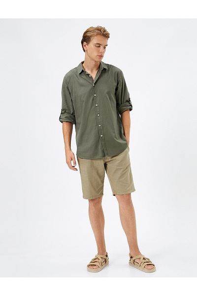 Koton Long Sleeve Cotton Classic Collar Shirt - Buttoned