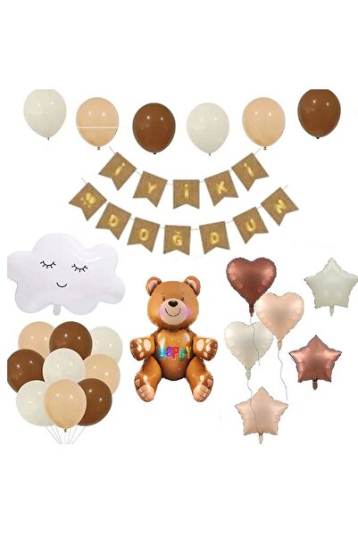 DÜVENCİ TİCARET Set de aniversare retro, banner SEATING BEAR, folie de inimă ...