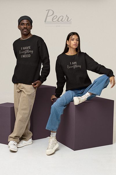 Pear Wear Everything Printed Unisex 3 Thread Raised Lover Set Oversize Φούτερ 2 τεμαχίων