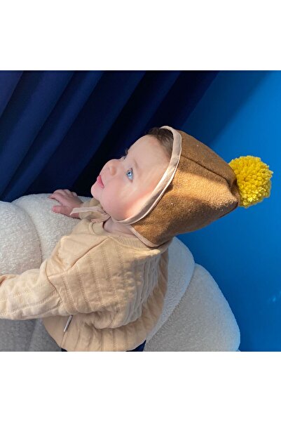 Genel Markalar Ponponlu Pamuklu Kaşe Bebek Bonet Şapka-