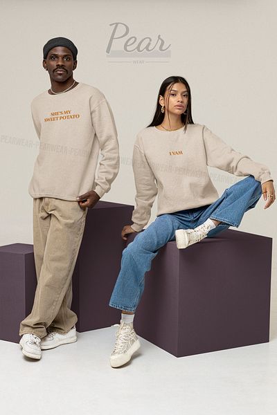 Pear Wear Φούτερ 2 τεμαχίων Sweet Potato Printed Couple Hoodie Unisex Oversize Lover Set