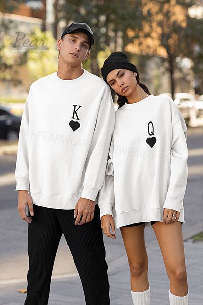 Pear Wear Φούτερ 2 τεμαχίων King Queen εμπριμέ Unisex με 3 νήματα Raised Lover Set