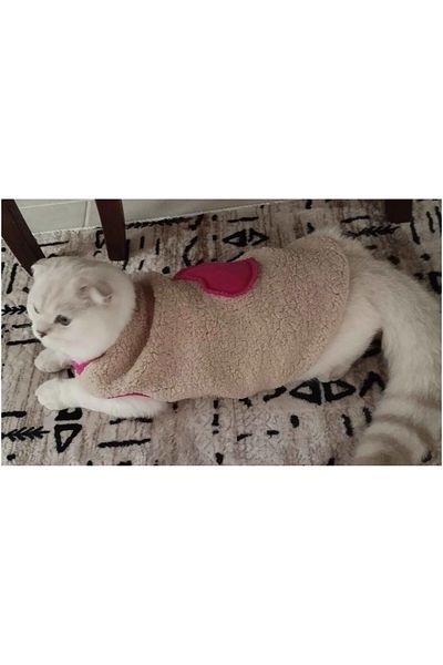 Gobo Pink Heart Soft Cream Welsoft Fabric Cat and Dog Clothing Dress