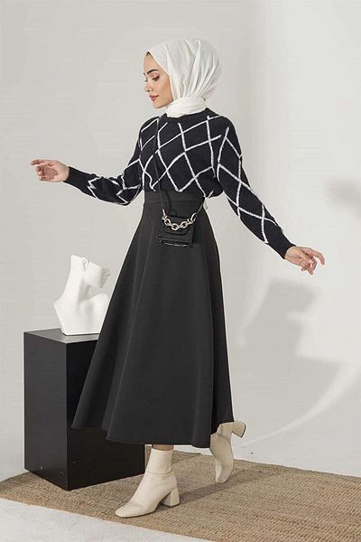 medipek Hijab-Schlagrock, Puff-Scuba-Rock, langer Rock