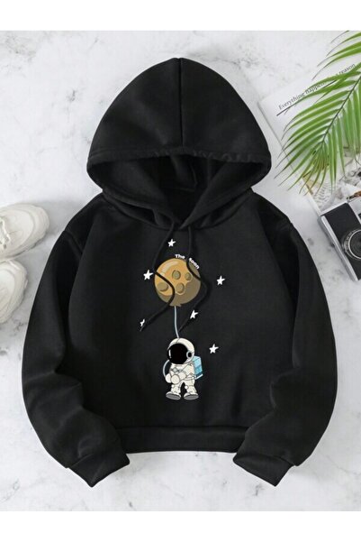 Ciel Lune Unisex Astronaut Print Gathered Thermal Captus Glugă Oversize 2 Fire