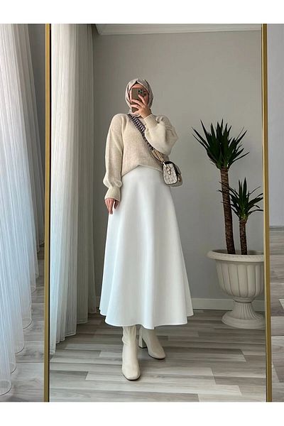 medipek Hijab-Schlagrock, Puff-Scuba-Rock, langer Rock