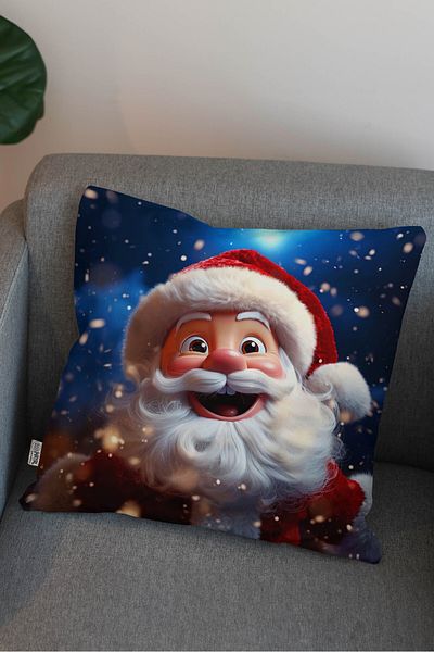 Hayal Dekoratif Christmas Themed Santa Claus Patterned Digital Printed Decorative Pillow and Cushion Cover