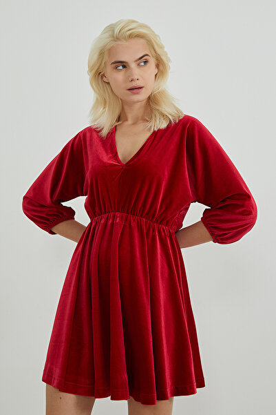 PAULMARK Rochie de catifea cu decolteu in V