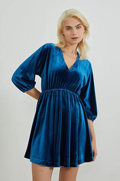 PAULMARK Rochie de catifea cu decolteu in V