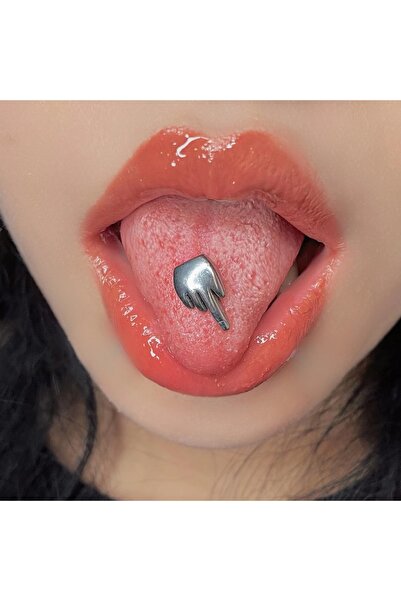 Bylin %100 316 L Cerrahi Çelik F*ck You Dil Piercingi - Bar Uzunluğu 16 mm - ...