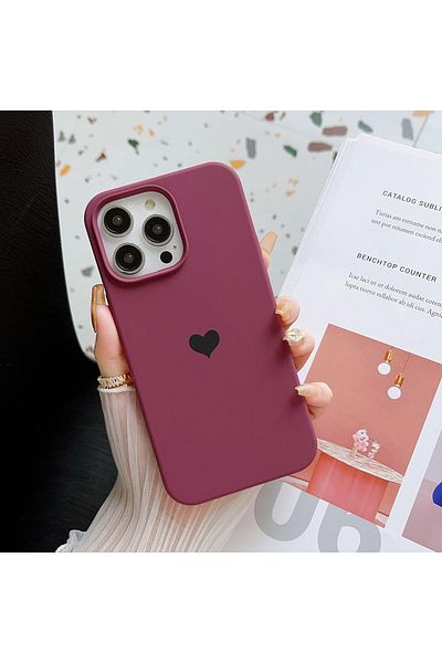 GAGA ELEKTRONİK Heart Logo Velvet Case for iPhone 14 Pro