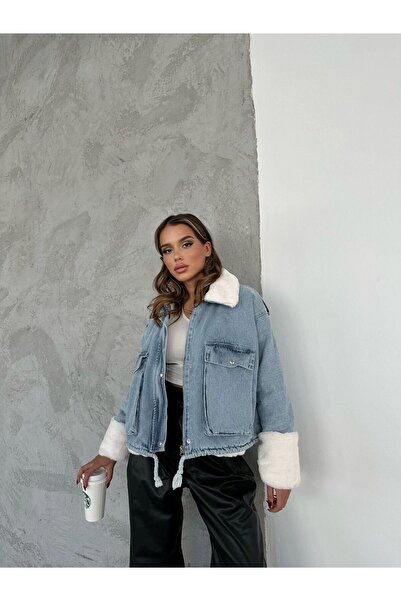 VESS MODA Жіночий комплект з шовковим капюшоном і кишенями на джинсах