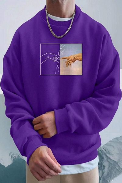 MODAGEN Unisex Μωβ φούτερ με στάμπα με λαιμόκοψη