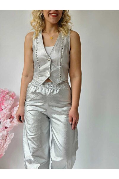 MADAME MELEK Срібний жилет з золотим натиском