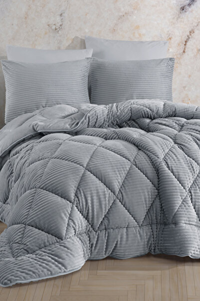 Hobby Premium Soft Çift Kişilik Yorgan Seti Açık Gri