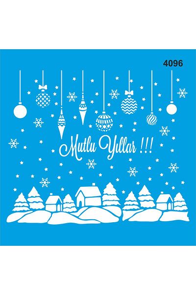 StencilSepeti Happy New Year - Stencil Painting Template 50x50 No Refund!