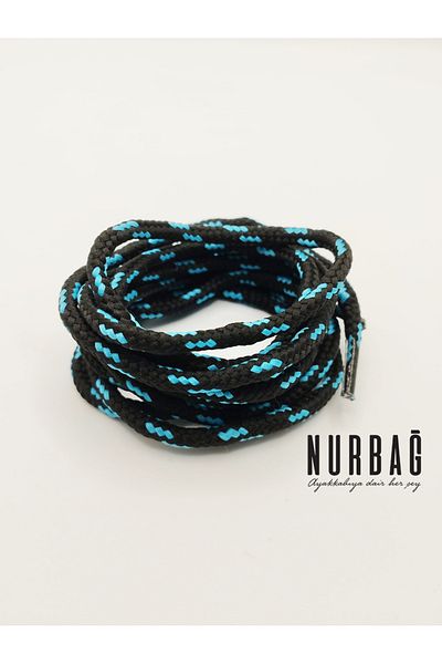 NURBAĞ DOKUMA Cat-bot black blue patterned laces 80 cm 1 pair tk00096