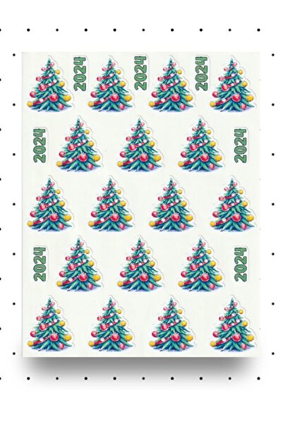 NUNUKİ New Year's Pine And 2024 Sticker Set Christmas Ornament Christmas New ...