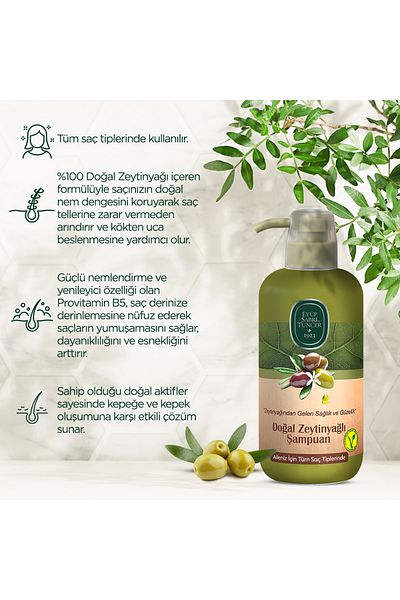 Eyüp Sabri Tuncer 600 Ml Natural Olive Oil Shampoo - 4 Pieces