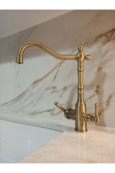 İSAOĞLU YAPI Mat Gold Arıtmalı Batarya Mat Altın Dore Country Evye Musluğu Ru...