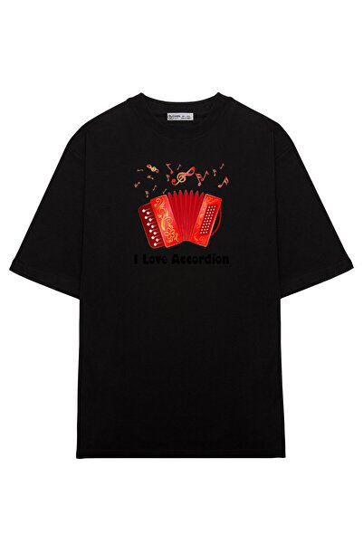 GreenMint للجنسين كبير الحجم أنا أحب أكورديون Music_OE1269