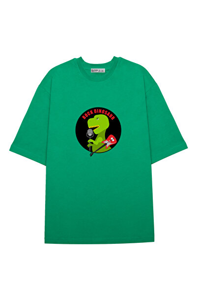 GreenMint شعار ديناصور روك كبير الحجم للجنسين.شعار لمحبي موسيقى الروك القديمة...