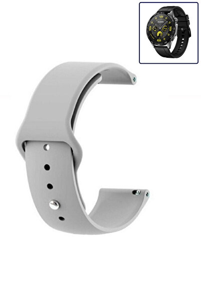 Tagomoon Huawei Watch Gt4 46mm Uyumlu Kordon Yumuşak Dokulu Esnek Jel Silikon Gri Kayış