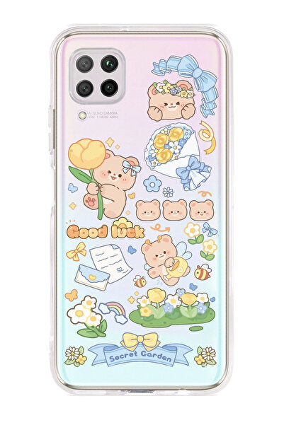 Magic Ring Huawei P40 Lite Uyumlu Küçük Sevimli Ayıcıklar Desenli Şeffaf Tele...