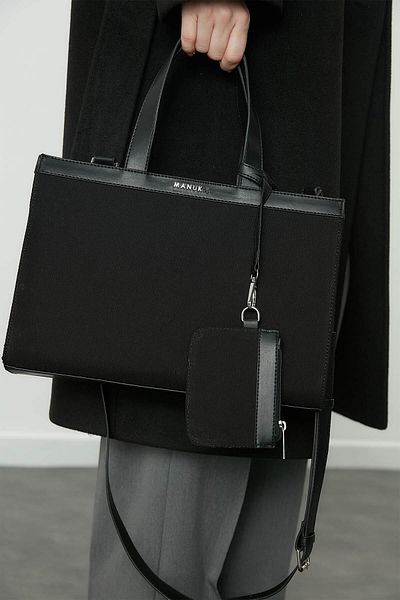 Manuka GROSSE CITYTASCHE AUS CANVAS SCHWARZ
