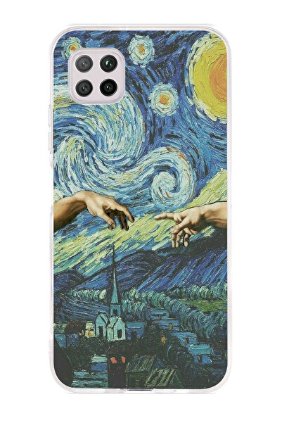 Magic Ring Huawei P40 Lite Uyumlu Sanatsal Vintage Desenli Şeffaf Telefon Kılıfı